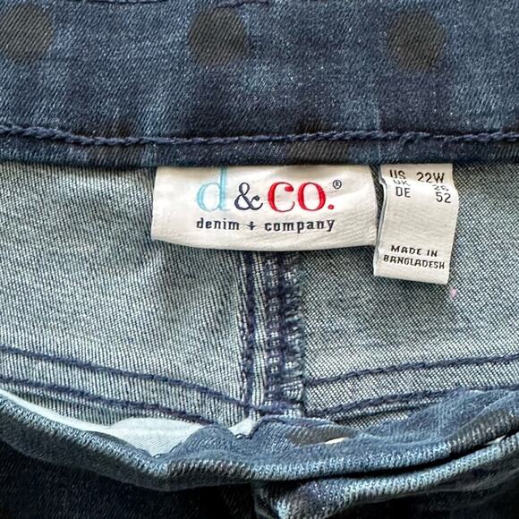 Denim&Co Jeans Blue Black Polka Dots Pull On Denim Jeans Plus Size 22W NEW - Picture 2 of 10